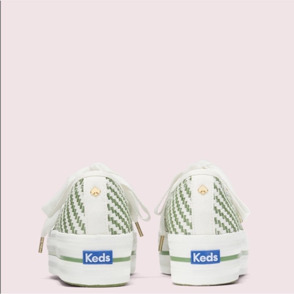 Kate Spade New York x Keds Triple Up Woven Platform Sneakers in Green/White, 7.5 - Picture 2 of 15